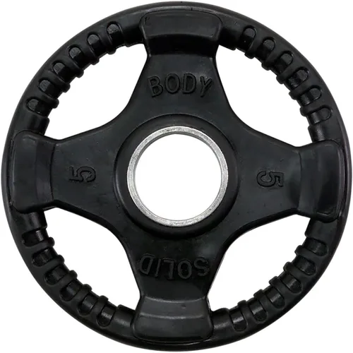 Miniatura 6 de Body-Solid Placa de peso olímpica con revestimiento de goma (1), con agarre antideslizante, perfecta para entrenamiento de fuerza, gimnasio en casa