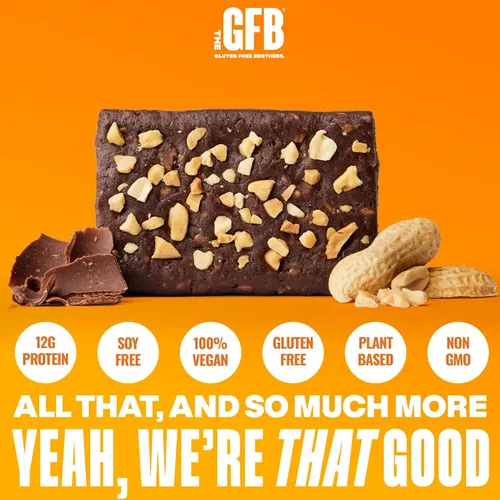 Miniatura 2 de The GFB Barras de proteína de mantequilla de maní de chocolate, sin gluten, a base de plantas, sin OMG, hechas de forma sostenible, ridículamente
