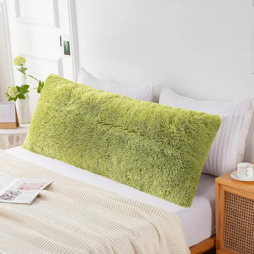 Miniatura 13 de Funda de almohada de cuerpo lanudo y esponjosa con cremallera, funda de almohada de felpa de piel sintética de 21 x 54 pulgadas, funda de almohada