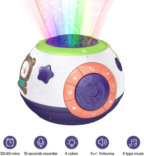 Miniatura 3 de TUMAMA - Juguete de regalo para recién nacido, proyector de estrellas de luz nocturna para bebés, máquina de sonido para dormir para bebés, juguetes