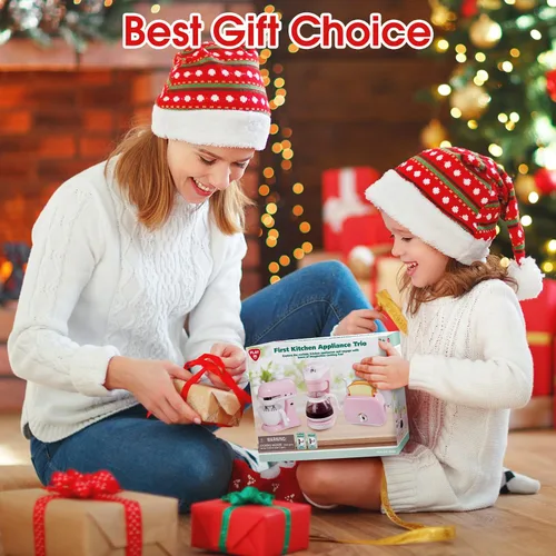Miniatura 8 de Juguetes de electrodomésticos de cocina, juego de accesorios de cocina para niños, juguetes de cocina de simulación para niños de 4 a 8 años, Rosa