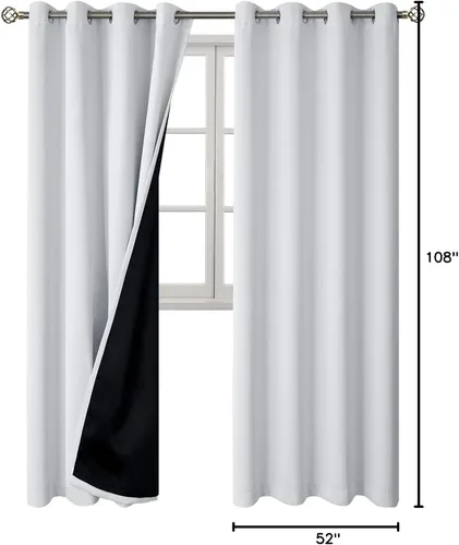 Miniatura 9 de BGment - Cortinas con aislamiento térmico para habitación, 100 % opacas, con forro negro, cortina de doble capa con ojales, reduce el ruido