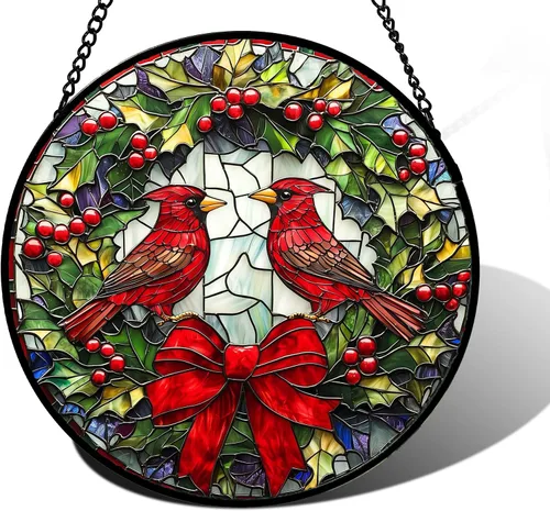 Miniatura 19 de DASTOLL Colgante de vidrio emplomado para ventana, diseño de lirio del valle, mariposa, atrapasol para puertas, hogar, atrapasoles decoración