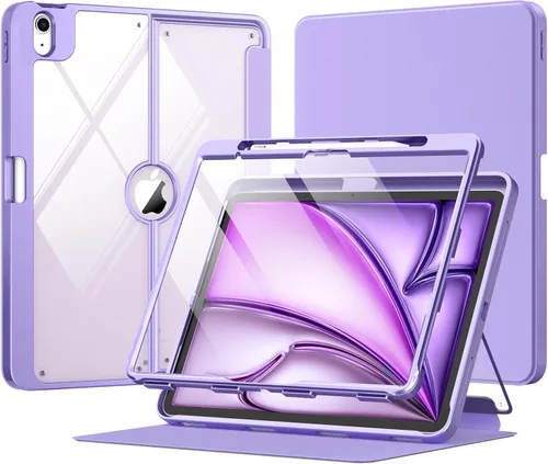 MoKo Funda para iPad Air de 13 pulgadas M3 2025 y M2 2024 con soporte para lápices, funda para iPad Air 13 [protector de pantalla integrado] con