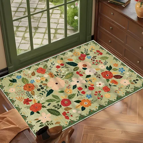 Miniatura 136 de U'Artlines Alfombra de Área Bohemia Lavable, 2x3 Pequeña Suave Antideslizante Vintage Felpudo para Puerta Frontal Interior Alfombra Verde