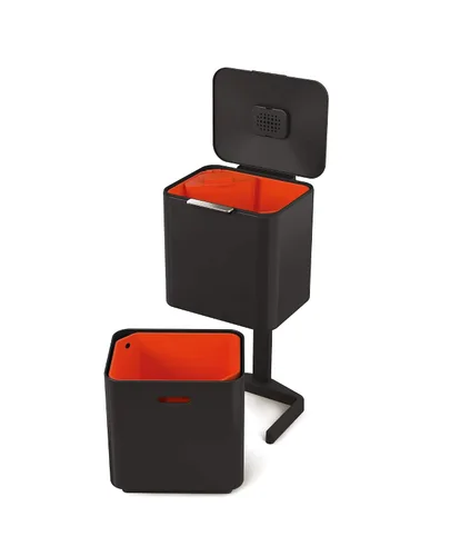 Miniatura 15 de Joseph Joseph Totem Max 60 litros/15.85 galones, recipiente de separación y reciclaje de desechos de cocina con filtro de olor y recipiente Negro