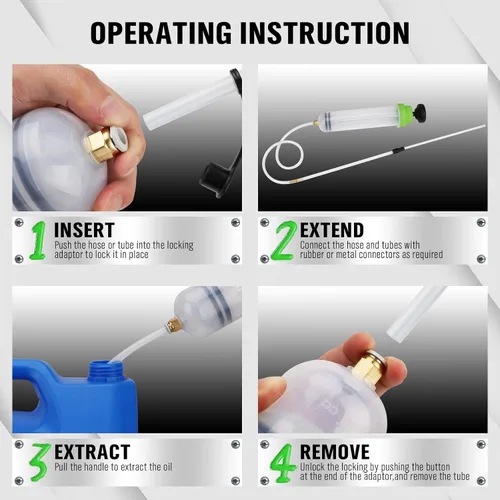Miniatura 4 de SWANLAKE - Extractor de líquido y bomba de llenado de 500cc, extractor de bomba de líquido automotriz, bombas de cambio de aceite con manguera