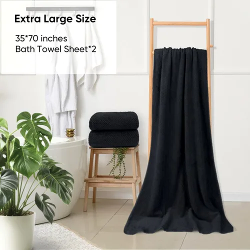 Miniatura 2 de HOMEXCEL Juego de Sábanas de Baño Toallas Paquete de 2 (35 x 70 Pulgadas), Toallas de Baño Ultra Suaves para Baño, Toallas Ligeras y de Secado Negro