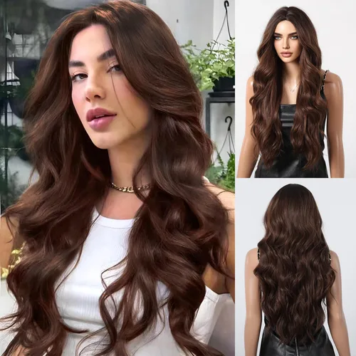 Miniatura 11 de Pelucas rubias 613 para mujer, con línea de cabello de encaje, largas, onduladas, de parte media, resistentes al calor, de pelo sintético de aspecto