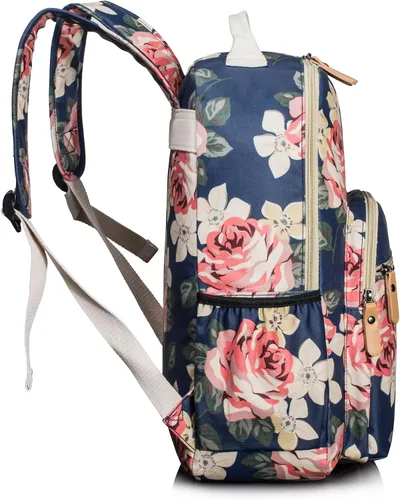 Miniatura 38 de Leaper Mochila para laptop para mujer: linda mochila floral para escuela, universidad, viajes, trabajo, mochila ligera para niños, Negro margarita