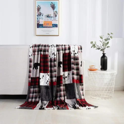 Miniatura 32 de Elegant Comfort Velvet Touch Ultra Lujosa Manta/Frazada de Vellón con Estampado Navideño de Vacaciones - 50 x 60 pulgadas, (Flor de Pascua), 50 x 60