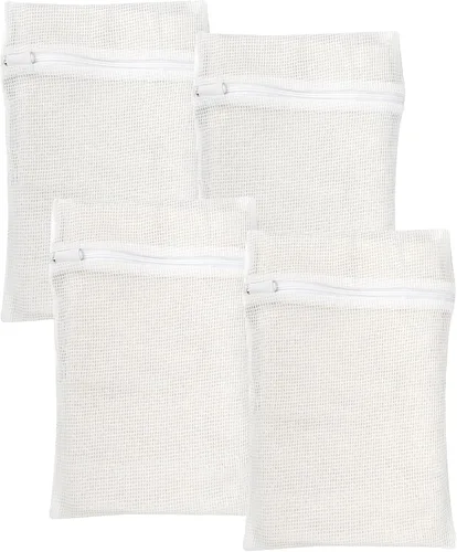 Miniatura 8 de Bolsas de lavandería de malla de algodón orgánico grandes y duraderas de 4 piezas con cremalleras resistentes y malla transpirable son delicadas Azul