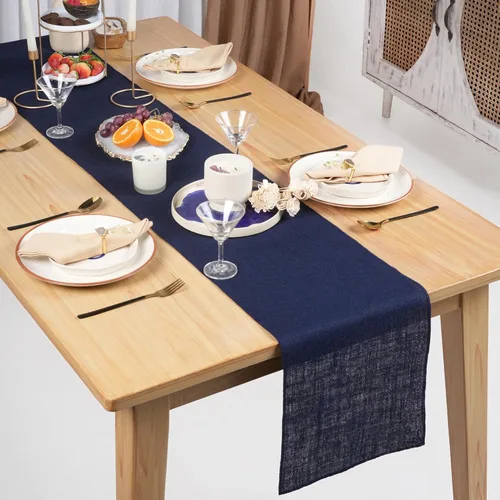 Miniatura 3 de RAJRANG Camino de mesa de yute largo de tela de arpillera para fiesta, comedor, cocina, boda, decoración de otoño