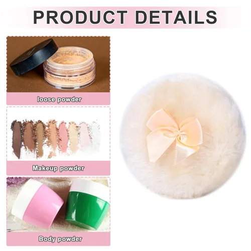 Miniatura 3 de 4 polvos esponjosos grandes, soplos de polvo blanco, soplos de polvo para polvo facial, soplo de polvo corporal ultra suave, soplo de polvo corporal
