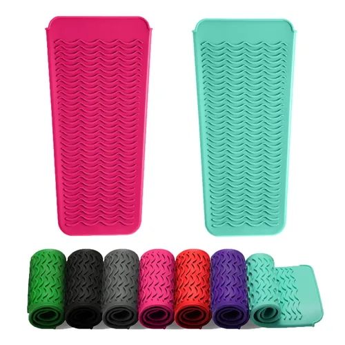 ZAXOP Paquete de 2 bolsas de silicona resistentes al calor para plancha plana, rizador, alisador de cabello, varitas para rizar el cabello, Verde