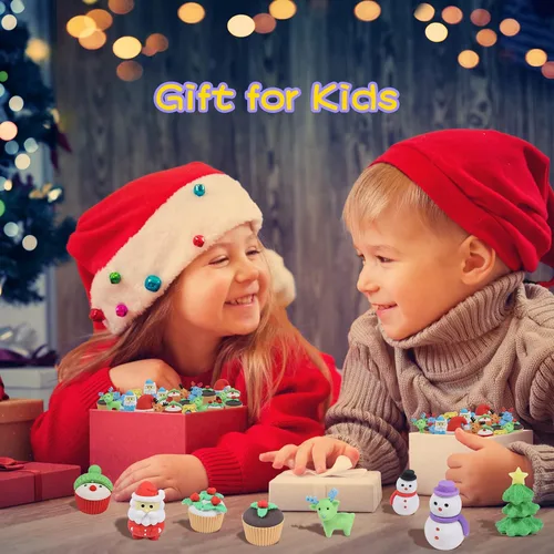 Miniatura 6 de Kleeblatt Borradores de Navidad ensamblables 3D, 45 unidades, Papá Noel, reno, muñeco de nieve, árbol de Navidad, regalos creativos para niños