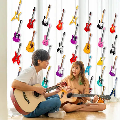 Miniatura 5 de 8 guirnaldas colgantes de guitarra para guitarra, decoración de fiesta de cumpleaños, guitarra, música, techo, decoración de pared para habitación