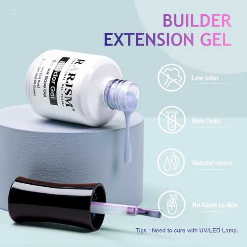 Miniatura 2 de RARJSM - Gel constructor para uñas, perla azul, gel duro en botella, con brillo de concha de sirena, perlas azules, estructura de extensión gruesa