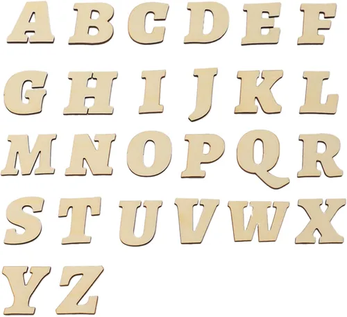 Miniatura 2 de 520 letras de madera de 1.3 pulgadas, números de madera, mini símbolos de madera en blanco, bandeja de almacenamiento de letras de madera sin