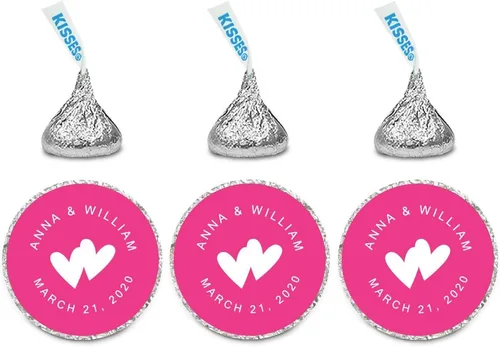 Miniatura 43 de Andaz Press Etiquetas personalizadas de gota de chocolate para boda, nombres y fecha redondos de novios, azul bebé, paquete de 240, personalizadas
