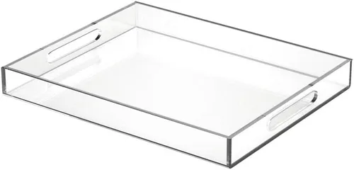 Miniatura 20 de NIUBEE Bandeja acrílica para servir de 12 x 12 pulgadas -a prueba de derrames- bandeja organizadora decorativa para mesa de café otomana y encimera
