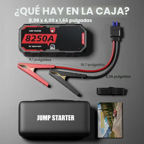 Miniatura 9 de 8250A Arrancador de Salto Arrancador de Puente Portátil Paquete de Batería (Hasta 10L de Gasolina / 6.5L de Diesel), 2 Bancos de Energía USB-C