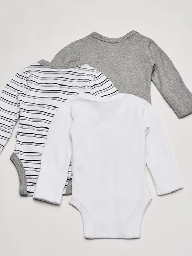 Miniatura 4 de HonestBaby Paquete de 3 mamelucos tipo kimono de algodón orgánico de manga larga con cierre lateral para bebé