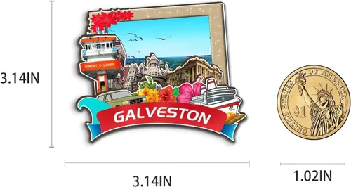 Miniatura 3 de Galveston - Imán de madera para nevera, diseño de Texas USA en 3D, recuerdos coleccionables, decoración hecha a mano
