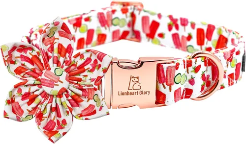 Miniatura 22 de Lionheart glory Collar de perro con flor, collar de perro azul con flores, collar de verano para perro niño o niña, suave, duradero, ajustable