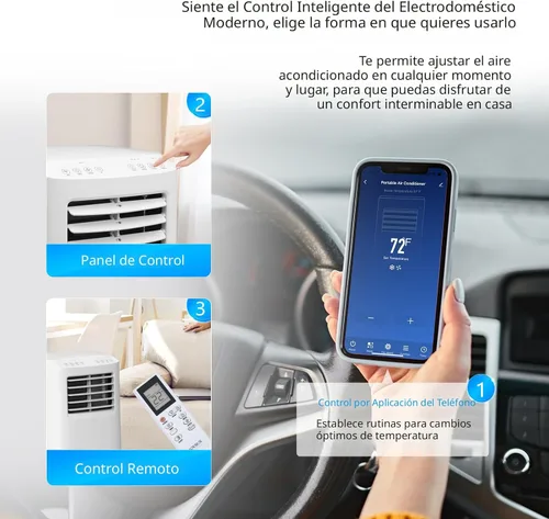 Miniatura 3 de ROVSUN - Aire acondicionado portátil inteligente de 8.000 BTU con WiFi, control remoto y aplicación, enfriador, deshumidificador y ventilador 3