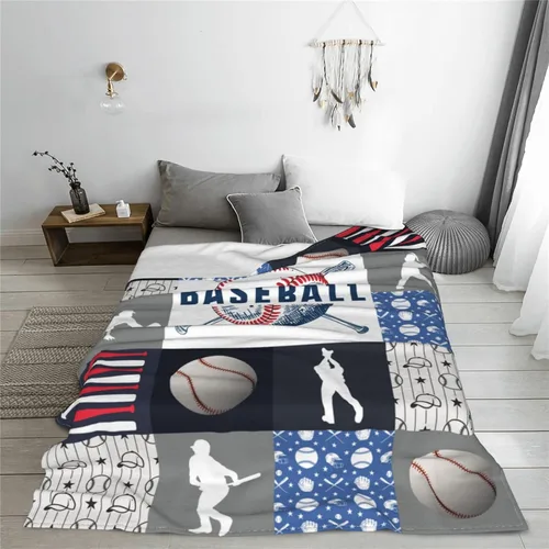 Miniatura 3 de Manta decorativa de béisbol – Cómodo forro polar de franela de felpa, ligera, cálida, suave, esponjosa, difusa, 40 x 50 pulgadas para niños, niños