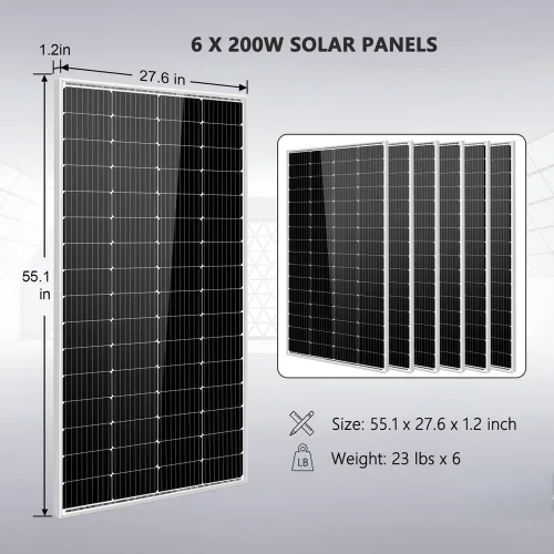 Miniatura 4 de SUNGOLDPOWER Kit solar fuera de la red SGM-5K5E: UL1741 5000W 48VDC 120V Inversor 5.12KWH Batería montada en la pared 6 x 200 vatios paneles solares