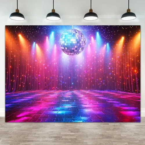 Telón de fondo para decoración de discoteca, retro brillante, fiesta de los años 70, 80, 90, temática de escenario, danza, decoración de fiesta de
