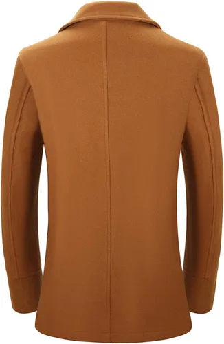 Miniatura 5 de VICALLED Abrigo de invierno de doble botonadura con cinturón para hombre chaqueta cálida de lana para exteriores