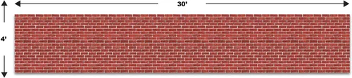 Miniatura 3 de Telón de fondo con imitación de muro de ladrillo, de 4 pies x 30 pies, Rojo/Blanco