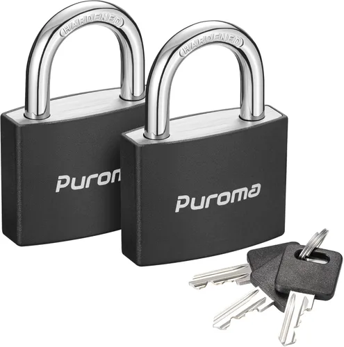 Miniatura 9 de Puroma Candado con llave, 1 paquete de cerraduras de aluminio con 2 llaves iguales, cerradura de casillero de 7/8 pulgadas, candados pequeños
