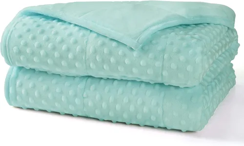 Miniatura 21 de Alomidds Manta con peso (48"x72", 20lbs tamaño Twin - Verde), mantas con peso para adultos, refrescante, transpirable, suave y cómoda Minky, manta A