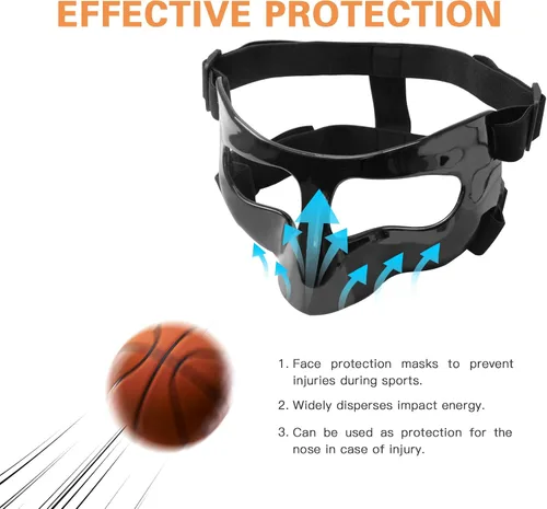 Miniatura 4 de Protector de nariz para nariz rota, máscaras protectoras para baloncesto y deportes de fútbol, máscara facial ajustable con acolchado de espuma