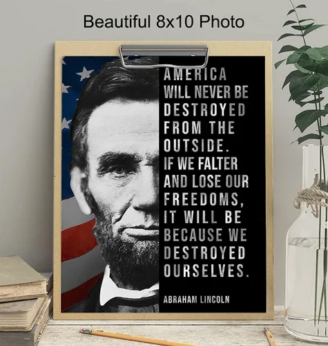 Miniatura 4 de Abe Lincoln - Póster de Abraham Lincoln, 8 x 10 pulgadas, decoración de pared de bandera estadounidense, decoración patriótica de pared, arte
