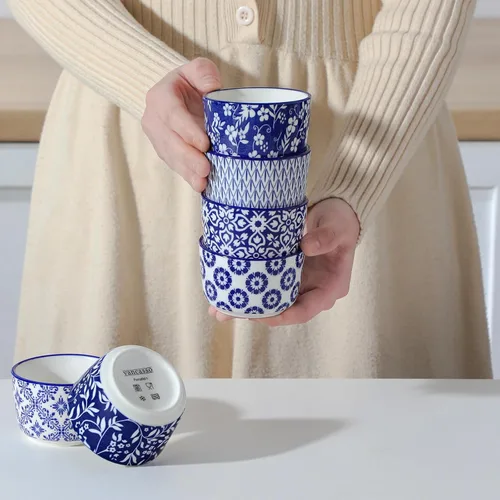 Miniatura 9 de vancasso Selene - Juego de 6 mini ramequines de cerámica de 4 onzas, tazas para hornear aptas para horno para crème brûlée, soufflés, postres