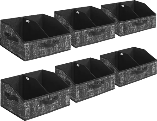 Miniatura 8 de SONGMICS Juego de 6 cestas de almacenamiento, contenedores de almacenamiento plegables con divisores extraíbles, cajas de tela, 15.7 x 11.8 x 7.9