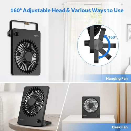 Miniatura 7 de EasyAcc Ventilador de escritorio con batería recargable, ventilador de viaje personal portátil de 6000 mAh, tiempo de funcionamiento máximo de 26