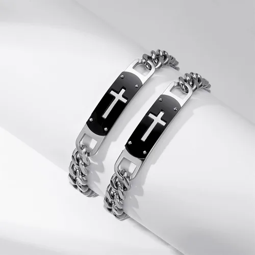 Miniatura 7 de Pulsera de cruz para hombres y niños, pulsera de cadena de cruz cubana de acero inoxidable, versículo de la Biblia, regalo de joyería cristiana