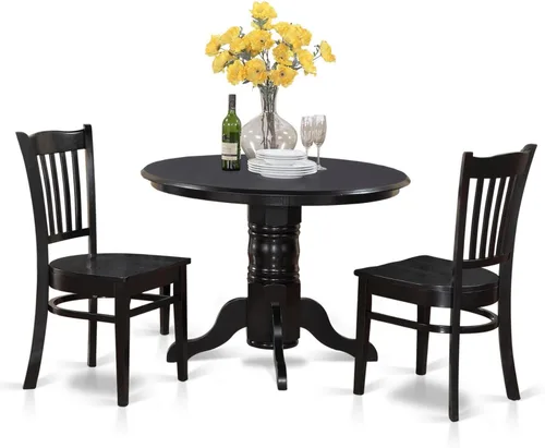 Miniatura 8 de East West Furniture SHGR5-BLK-W - Juego de comedor de 5 piezas para 4 personas, incluye una mesa de cocina redonda con pedestal y 4 sillas