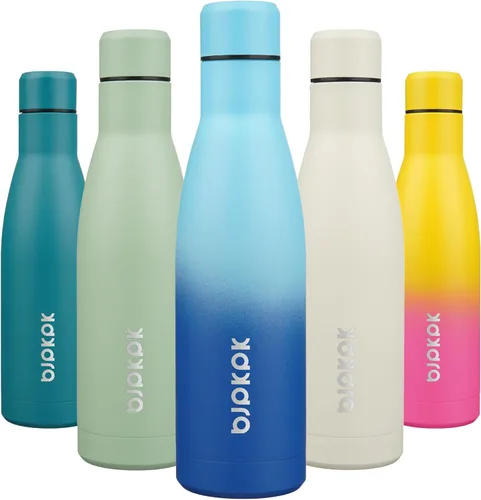 Miniatura 27 de BJPKPK Botellas de agua de acero inoxidable con aislamiento de 17 onzas, mantiene el frío y el calor, brillante oro rosa Oro rosa brillante