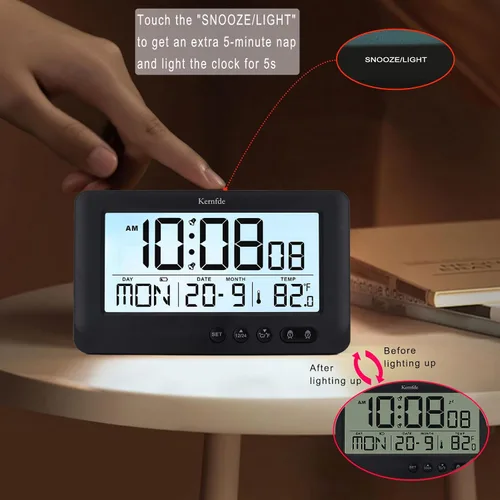 Miniatura 3 de Reloj despertador de viaje alimentado por pilas, reloj despertador para dormitorios, pequeño reloj digital con luz de fondo, 2 alarmas, repetición