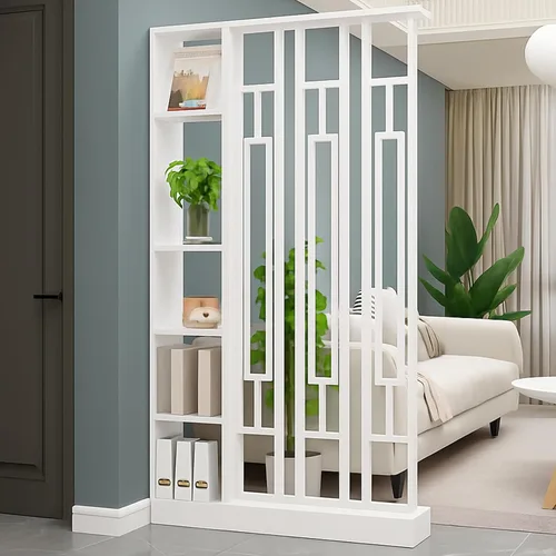Miniatura 12 de Divisor de pared de habitación con estantes, pantalla de división de entrada de piso a techo, divisor de habitación independiente con estante