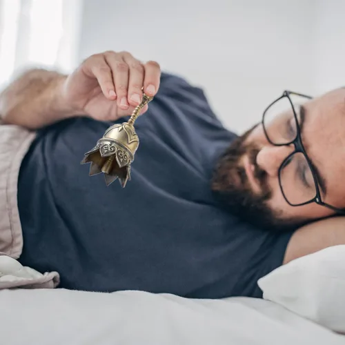 Miniatura 5 de Campana de Mano de Latón Super Sónica para Tocar en Bodas, Campanas de Mano de Loto para Personas Mayores en Cama, Campana de Clase para Profesores