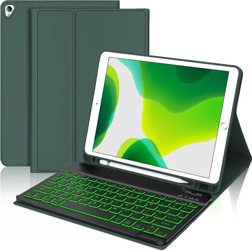 Miniatura 16 de Funda con teclado táctil para iPad de 9ª/8ª/7ª generación de 10.2 pulgadas, Pro 10.5, Air 3ª generación, funda inteligente con soporte para lápices