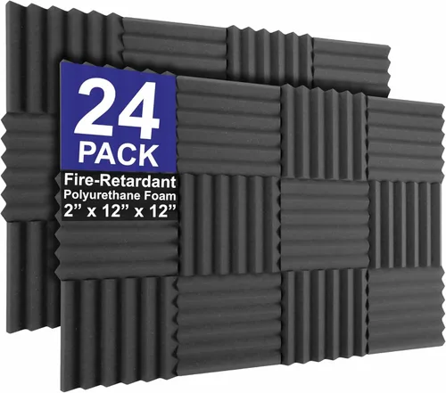 Miniatura 10 de Foam Factory Inc Paquete de 24 Paneles de Espuma Acústica de Color para Estudio Insonorización Azulejos de Pared en Forma de Cuña 12" X 12" X 2
